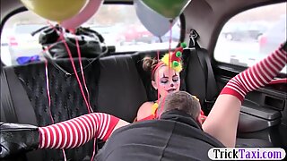 Cute girl in costume likes drivers cock in her pussy