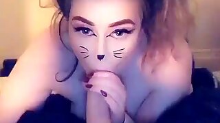 Amelia Skye in cat dress-up fucks and deepthroats big cock and dildo on Snapchat