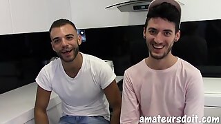 Cock stud fucks hairy jock in kitchen before cumshot