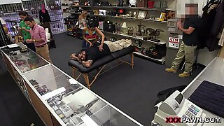 Oriental girl gives pawn man a hard sex